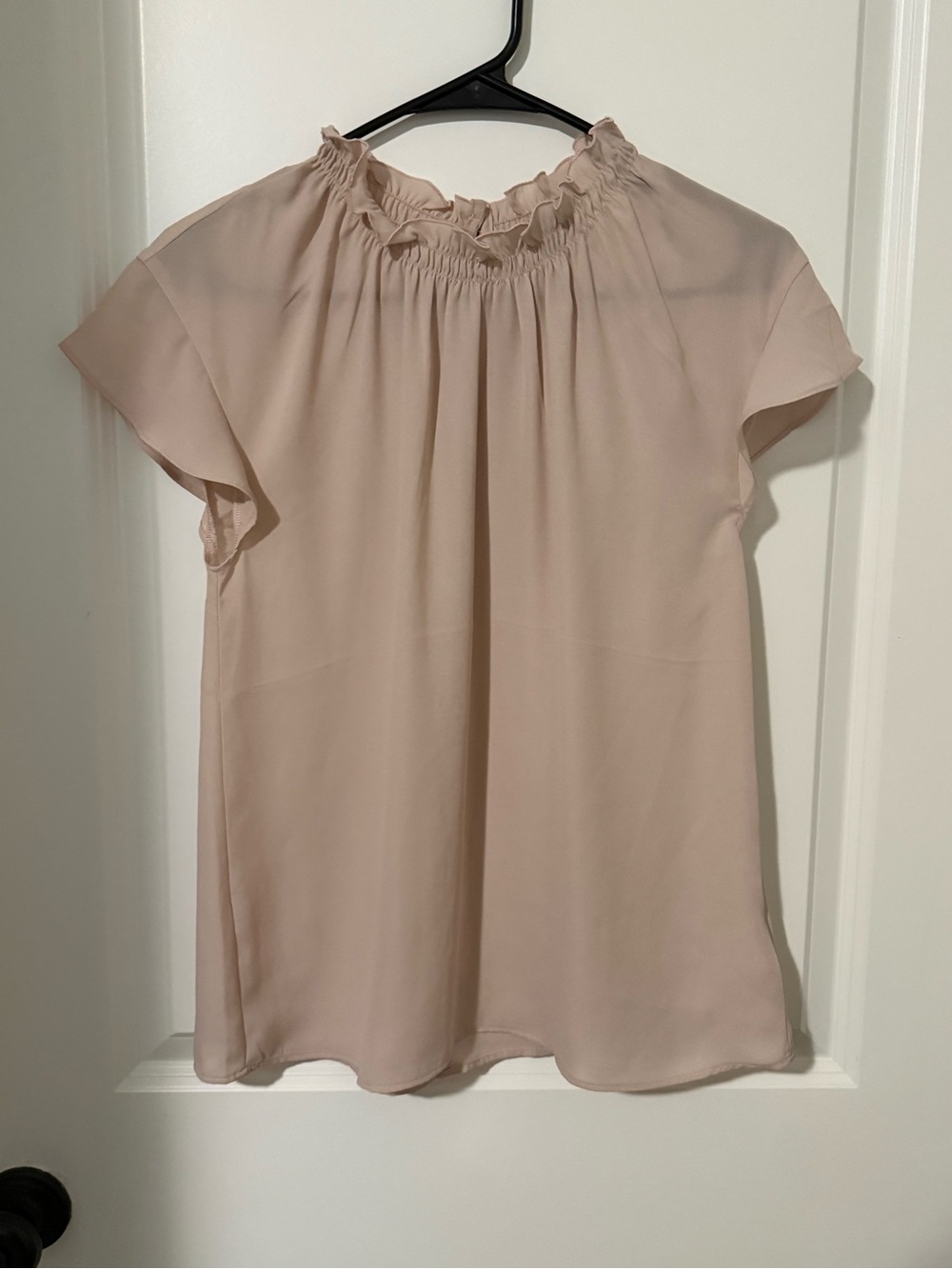 Express Blush Ruffle Neck Cap Sleeve Blouse